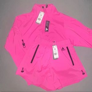 adidas screaming pink tech track suit